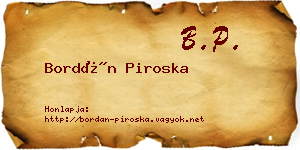 Bordán Piroska névjegykártya